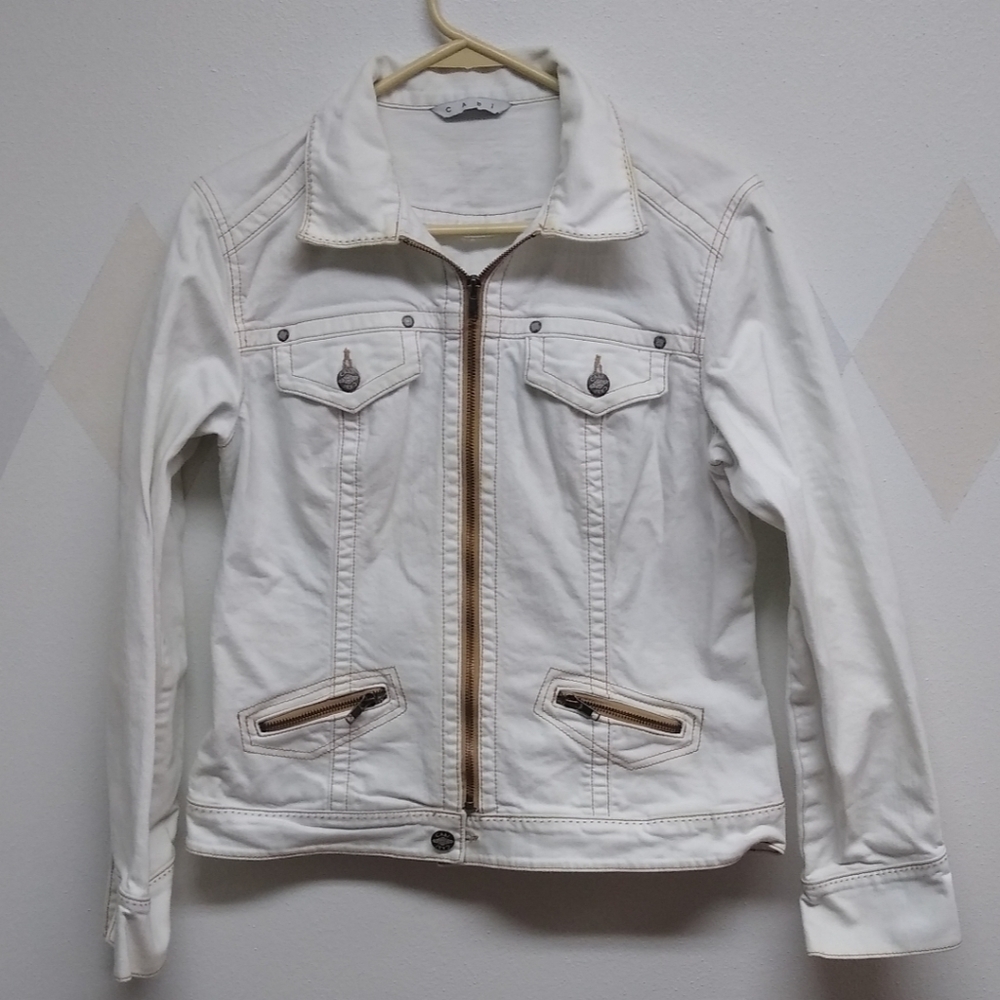 CAbi white rodeo jean jacket style #524